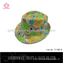 Girls Fedora Hats Floral Pattern sequin linda flor para promoção